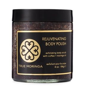 TRUE MORINGA Rejuvenating Body Polish Exfoliating Body Scrub w coffee 4 oz